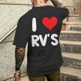 I Love Rv のレクリエーションビークル キャンプ キャンピングカー 旅行 旅行 メンズTシャツ バックプリント 彼への贈り物