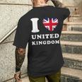 I Love United Kingdom ハートフラッグ イギリス Uk グレートブリテン メンズTシャツ バックプリント 彼への贈り物