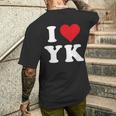 I Love Yk Initials I Heart YK First Last Name Y K メンズTシャツ バックプリント 彼への贈り物