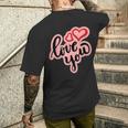 Love You Heart バレンタインデー 好きな人 パートナー 愛 メンズTシャツ バックプリント 彼への贈り物
