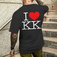 I Love ハート Kk メンズTシャツ バックプリント 彼への贈り物