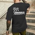 Mahalo サンクス ハワイ ヤシの木 ビーチ ホリデーギフト サンサーフ メンズTシャツ バックプリント 彼への贈り物