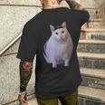 Meme Huh Catミームハァキャット面白い メンズTシャツ バックプリント 彼への贈り物