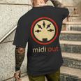 Midi Out 5極 Din オーディオシンセサイザー ヴィンテージステレオ メンズTシャツ バックプリント 彼への贈り物