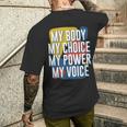 My Body Choice Power Andoice フェミニストポジティブ メンズTシャツ バックプリント 彼への贈り物