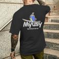 Myusy Wave Waiting メンズTシャツ バックプリント 彼への贈り物