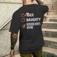 Nice Naughty Depends Who's Asking クリスマスリスト サンタ クリスマス メンズTシャツ バックプリント 彼への贈り物