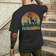 Papaaurus Con Figlio Trex Divertente Papà Dinosauro Festa Del Papà T-shirt da uomo con stampa posteriore Regalos para él
