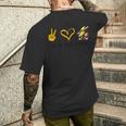 Peace Love バナナ 面白いバナナ フルーツ愛好家 ビーガン用 メンズTシャツ バックプリント 彼への贈り物