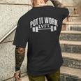 Put It Work Lvft ジム ボディービル ボディービルダー リフティング グランジ メンズTシャツ バックプリント 彼への贈り物
