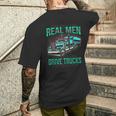 Real Drive Trucks ビッグリグトラックドライバー メンズTシャツ バックプリント 彼への贈り物