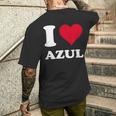 Red Heart I Love Azul メンズTシャツ バックプリント 彼への贈り物