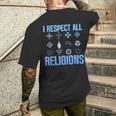 I Respect All Religions 精神性 寛容 受容 メンズTシャツ バックプリント 彼への贈り物