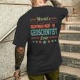 Retro Badge Worlds Best Geoscientist メンズTシャツ バックプリント 彼への贈り物