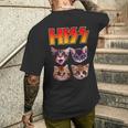 Hiss Cat Cat Lover Kittens Rock Music Cat Hiss メンズTシャツ バックプリント 彼への贈り物
