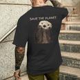 Save The Planet かわいいラッコ。 メンズTシャツ バックプリント 彼への贈り物