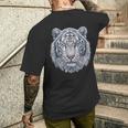 Tiger Lover 青い目の動物 ホワイトタイガー メンズTシャツ バックプリント 彼への贈り物