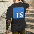 Typescript プログラミングロゴ Tsロゴ プログラマーへのギフトに メンズTシャツ バックプリント 彼への贈り物