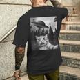 Ufo と面白い猫のセルフィー メンズTシャツ バックプリント 彼への贈り物