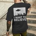 I Want To Believe I Aliens Ufo エリア 51 Roswell メンズTシャツ バックプリント 彼への贈り物
