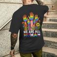 We Are All Human レインボー Lgbt Lgbtq トランスジェンダー ハンドフラワー メンズTシャツ バックプリント 彼への贈り物