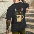 おかしな猫 コーヒーマグと黒猫 Nope メンズTシャツ バックプリント 彼への贈り物