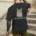お腹が痛い面白い猫のミーム メンズTシャツ バックプリント 彼への贈り物