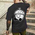 かわいい どんぐり 笑顔 ハッピー どんぐり ブラックワーク ミニマリスト メンズTシャツ バックプリント 彼への贈り物