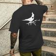 かわいいオカメインコのシルエットハート 鳥好きの方に メンズTシャツ バックプリント 彼への贈り物