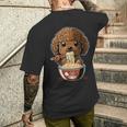 かわいいトイプードル 犬食べるラーメン メンズTシャツ バックプリント 彼への贈り物