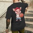 かわいいバスケットボールブタ メンズTシャツ バックプリント 彼への贈り物