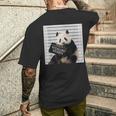 かわいいパンダの顔写真 犯罪者パンダ メンズTシャツ バックプリント 彼への贈り物