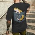 かわいいヒョウゲッコ トカゲ爬虫類 ヒョウ ヤモリのお父さん用 メンズTシャツ バックプリント 彼への贈り物
