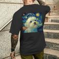 かわいいマルチーズドッグ 星月夜 ヴィンセント・ヴァン・ゴッホ絵画 メンズTシャツ バックプリント 彼への贈り物