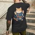 かわいいマワシ相撲帯猫ちゃんの力士 メンズTシャツ バックプリント 彼への贈り物