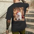 かわいい子犬の動物のクリスマス–サモエド犬のグラフィック メンズTシャツ バックプリント 彼への贈り物