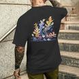 かわいい水彩 ウミウシの昆布の葉 羊 海洋の葉 ナメクジ メンズTシャツ バックプリント 彼への贈り物