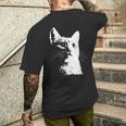 かわいい猫のポートレートデザイン。 メンズTシャツ バックプリント 彼への贈り物