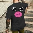 かわいい豚の顔 ピンクの鼻 面白い動物愛好家コスチューム メンズTシャツ バックプリント 彼への贈り物