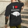 かわいい面白いシンプルなジュゴンの魚を引用します。 I Love Dugong メンズTシャツ バックプリント 彼への贈り物