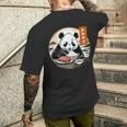 とんかつ パンダ 水墨画 日本食 日本語 おもしろ レトロ 和風 動物 メンズTシャツ バックプリント 彼への贈り物