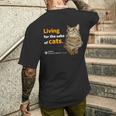 ねこのために生きてる 猫 かわいい キジトラ猫 Cat メンズTシャツ バックプリント 彼への贈り物
