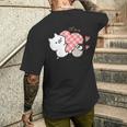 ねこぺん日和 ハート メンズTシャツ バックプリント 彼への贈り物