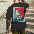 はい、私たちは面白い猫を社長として猫好きの猫好きの猫ルール面白い メンズTシャツ バックプリント 彼への贈り物