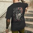 アイヌ犬 アメリカ国旗 メンズTシャツ バックプリント 彼への贈り物