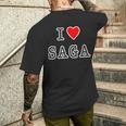 アイラブ・Saga 佐賀（I Love ハート）【47都道府県】ジモt ティ 地元 旅行 グッズ お土産 面白 メンズTシャツ バックプリント 彼への贈り物