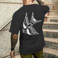 アメリカントラディショナル ツバメ 鳥 アウトライン タトゥー メンズTシャツ バックプリント 彼への贈り物
