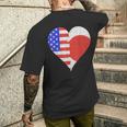 アメリカ日本国旗ハート メンズTシャツ バックプリント 彼への贈り物