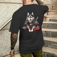 アラスカンマラミュート犬 和風 サムライ犬 メンズTシャツ バックプリント 彼への贈り物