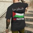 アラビア語でパレスチナ国旗 パレスチナ人とパレスチナ人向け メンズTシャツ バックプリント 彼への贈り物